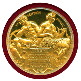 イギリス 1885年 ヴィクトリア女王 金メダル 国際発明展記念 PCGS SP62