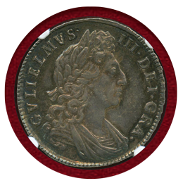 イギリス 1698年 1/2クラウン 銀貨 ウィリアム3世 NGC AU58