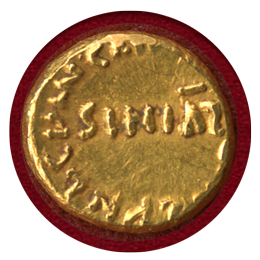 アラブ ビザンチン ND(AD705-715)  トレミシス金貨 (1/2ソリダス)　VF