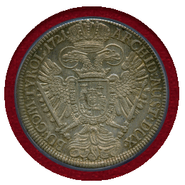 神聖ローマ帝国 オーストリア 1721年 ターラー 銀貨 カール6世 PCGS MS63