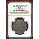 【SOLD】ドイツ バイエルン 1913年 3マルク 銀貨 ルードヴィヒ3世 NGC PF66