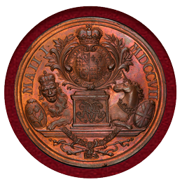 イギリス 1707年 銅メダル アン女王 イングランド・スコットランド併合 PCGS SP64RB