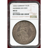 【SOLD】ドイツ アウグスブルク 1642年 ターラー 銀貨 都市景観 NGC MS62