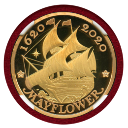 イギリス 2020年 2ポンド 金貨 メイフラワー号400周年記念 NGC PF70UC