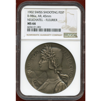 スイス 連邦射撃祭 1902年 銀メダル ヌーテシャル フルリエ NGC MS66