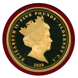 オルダニー 5ポンド金貨 スリーグレイセス PCGS PR70DCAM FS