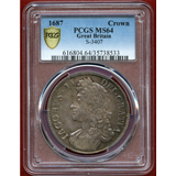 【SOLD】イギリス 1687年 クラウン 銀貨 ジェームス2世 PCGS MS64