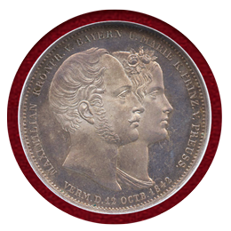 ドイツ バイエルン 1842年 2ターラー銀貨 皇太子ご成婚記念 NGC MS64