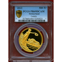 スイス 現代射撃祭 2013年 500フラン 金貨 ルツェルン PCGS PR69DCAM