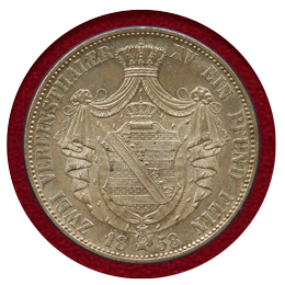 ドイツ ザクセン 1858F 2ターラー銀貨 ヨハン王 PCGS MS63