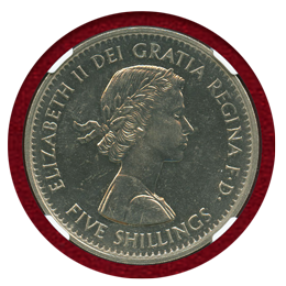 イギリス 1960年 クラウン 白銅貨 エリザベス2世 NGC PL63