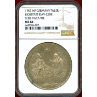 ドイツ アイヒシュテット 1757年 ターラー 銀貨 SEDE VACANTE NGC MS64