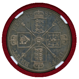 イギリス 1887年 2フローリン 銀貨 ヴィクトリア ジュビリーヘッド NGC PF63