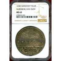 【SOLD】ドイツ ニュルンベルク 1658年 ターラー 銀貨 都市景観 NGC MS63