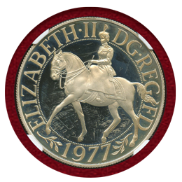 イギリス 1977年 25ペンス 銀貨 エリザベス2世在位25周年記念 PF64UC