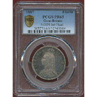 イギリス 1887年 フローリン 銀貨 PROOF ヴィクトリア ジュビリーヘッド PR63