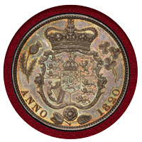 イギリス 1820年 1/2クラウン 銀貨 ジョージ4世 PCGS MS62