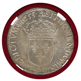 フランス 1653年 エキュ 銀貨 ルイ14世 NGC MS64