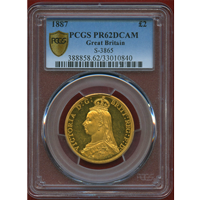 イギリス 1887年 2ポンド 金貨 PROOF ヴィクトリア ジュビリーヘッド PR62DCAM