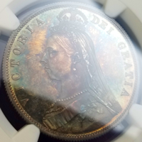【SOLD】イギリス 1887年 1/2クラウン 銀貨 ヴィクトリア ジュビリーヘッド PF62