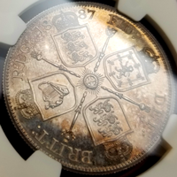 イギリス 1887年 2フローリン 銀貨 ヴィクトリア ジュビリーヘッド NGC PF63