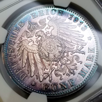 【SOLD】ドイツ プロイセン 1913A 5マルク 銀貨 ヴィルヘルム2世 NGC PF65UC