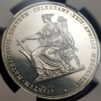 【SOLD】オーストリア 1879年 2フローリン 銀貨 フランツヨーゼフ1世 銀婚式記念 MS61