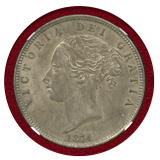 イギリス 1874年 1/2クラウン 銀貨 ヴィクトリア ヤングヘッド NGC MS62