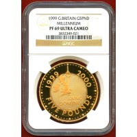 イギリス 1999年 5ポンド 金貨 ミレニアム NGC PF69UC