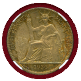 仏領インドシナ 1936年 50セント 銀貨 自由の女神 NGC MS64