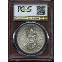 ドイツ ザクセン 1914E 5マルク 銀貨 フリードリヒ・アウグスト3世 PCGS AU58