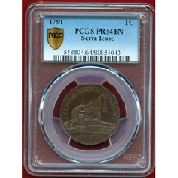 シエラレオネ 1791年 1セント 銅貨 ライオン NGC PR64BN