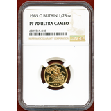 イギリス 1985年 1/2ソブリン 金貨 エリザベス2世 NGC PF70UC