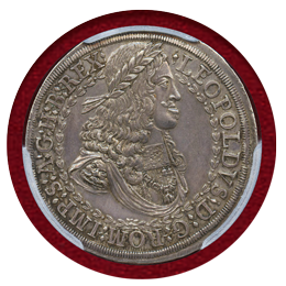 【SOLD】1680年 オーストリア 神聖ローマ帝国 2ターラー銀貨 レオポルト1世 MS62