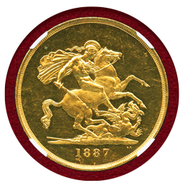 イギリス 1887年 5ポンド 金貨 ヴィクトリア ジュビリーヘッド NGC MS63PL