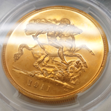 イギリス 1911年 5ポンド プルーフ 金貨 ジョージ5世 PR62