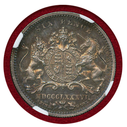 イギリス 1887年 6ペンス パターン銀貨 Spink & Son ヴィクトリア女王 PF62