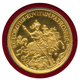 ハンガリー ND(リストライク) 2ダカット 金貨 Stジョージ竜退治とキリスト一行 MS66