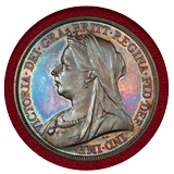 イギリス 1893年 銀貨 ヴィクトリア クラウン ベールヘッド LVI エッジ PCGS PR64