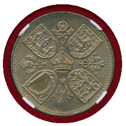イギリス 1953年 クラウン 白銅貨 エリザベス2世戴冠記念 NGC MS64