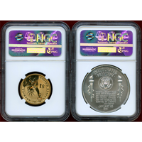 アメリカ 2015年 $1黄銅貨&銀メダル ジョン・F・ケネディ REV PF69/MS69 ER