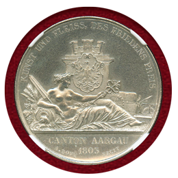 スイス 1849年 銀メダル 射撃祭記念 ソーコールドターラー アールガウ MS62