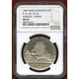 スイス 1849年 銀メダル 射撃祭記念 ソーコールドターラー アールガウ MS62