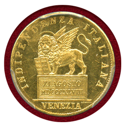イタリア ベニス 1848年 20リレ 金貨 ヴェネツィアの獅子 PCGS MS64
