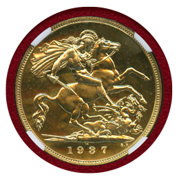 イギリス 1937年 1/2ソブリン 金貨 ジョージ6世 NGC PR65
