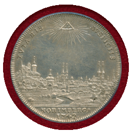 【SOLD】ドイツ ニュルンベルク 1742PGN ターラー 銀貨 都市景観 PCGS MS62