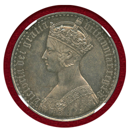 イギリス 1847年 ヴィクトリア ゴシッククラウン銀貨 UNDECIMO Proof Detail