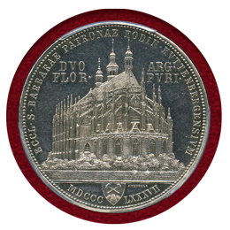 オーストリア 1887年 2フローリン銀貨 クッテンベルク鉱山再開記念 PCGS PR63CAM