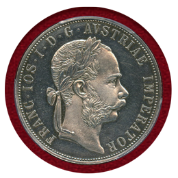 オーストリア 1887年 2フローリン銀貨 クッテンベルク鉱山再開記念 PCGS PR63CAM