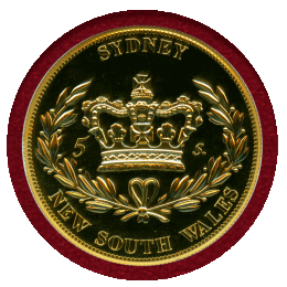 【SOLD】オーストラリア (1840) 5S 白銅貨 ギルト ピエフォー ヴィクトリア PF69
